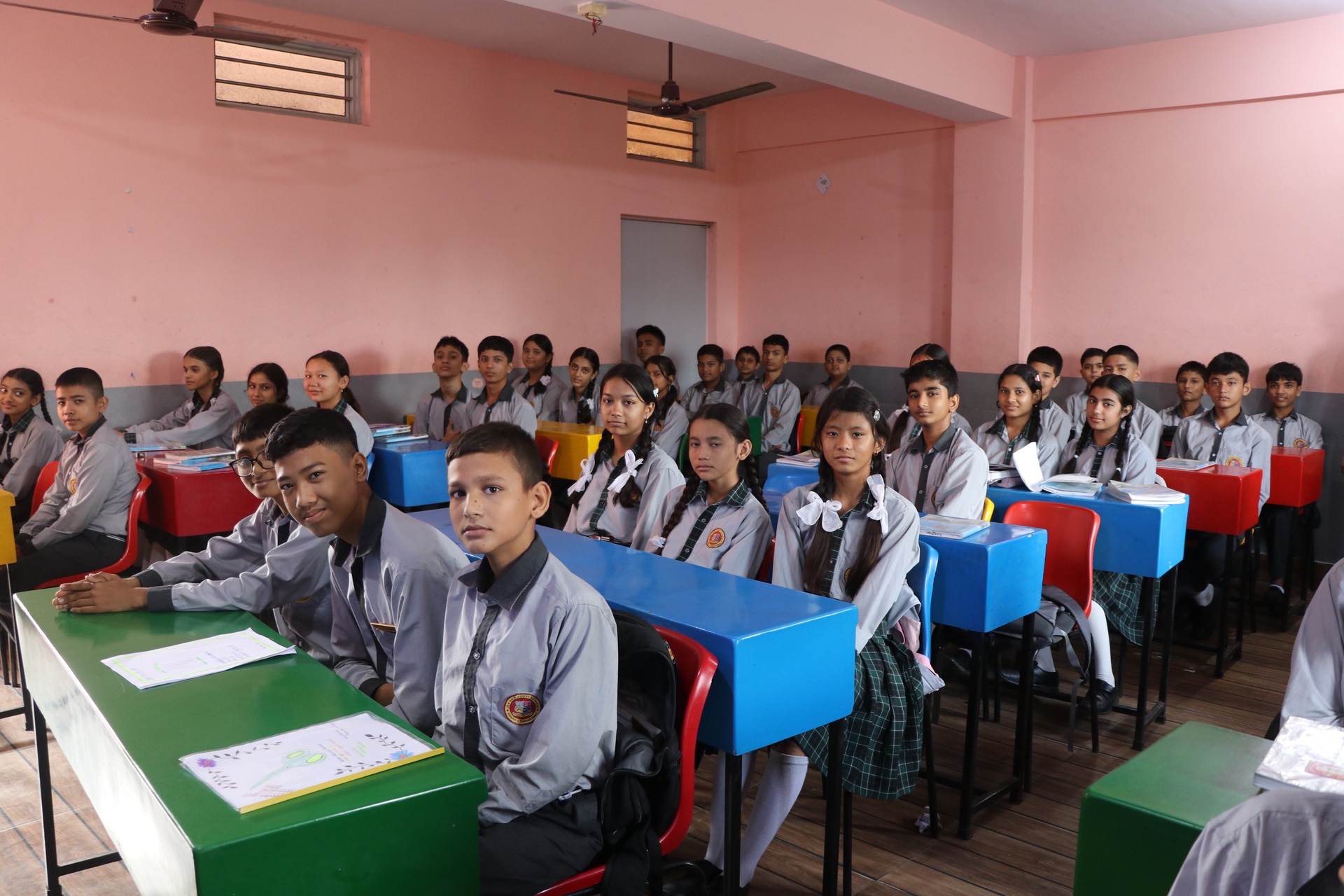 Senior students at modern modular desks