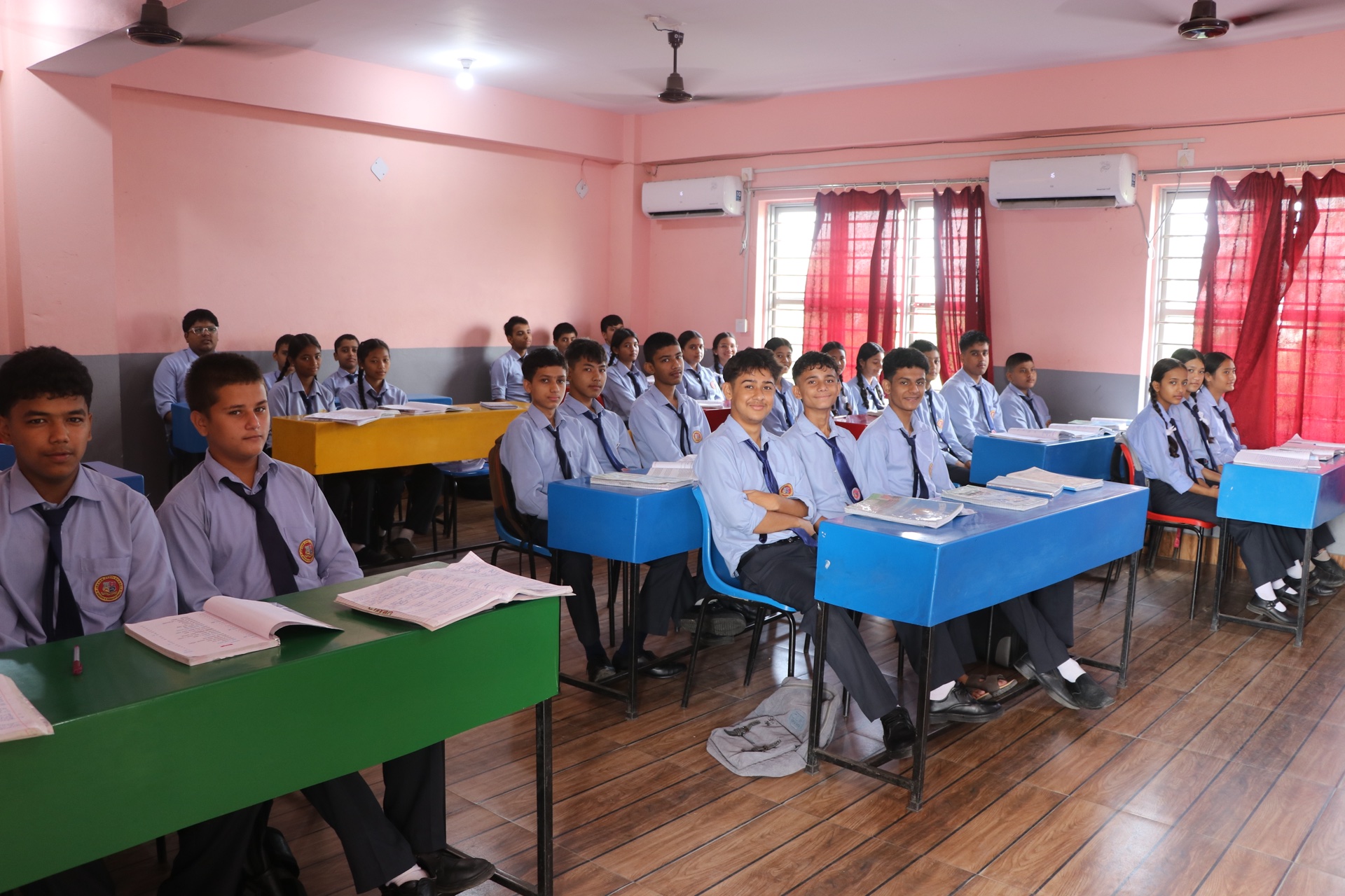 High school classroom with dedicated study setup