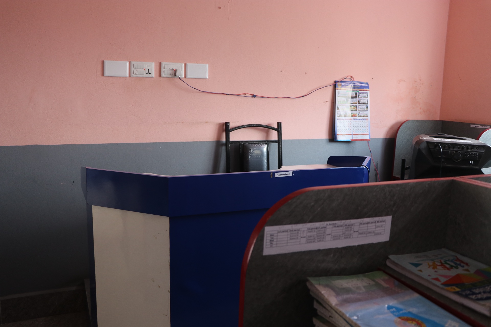 Library counter and student reference book collections