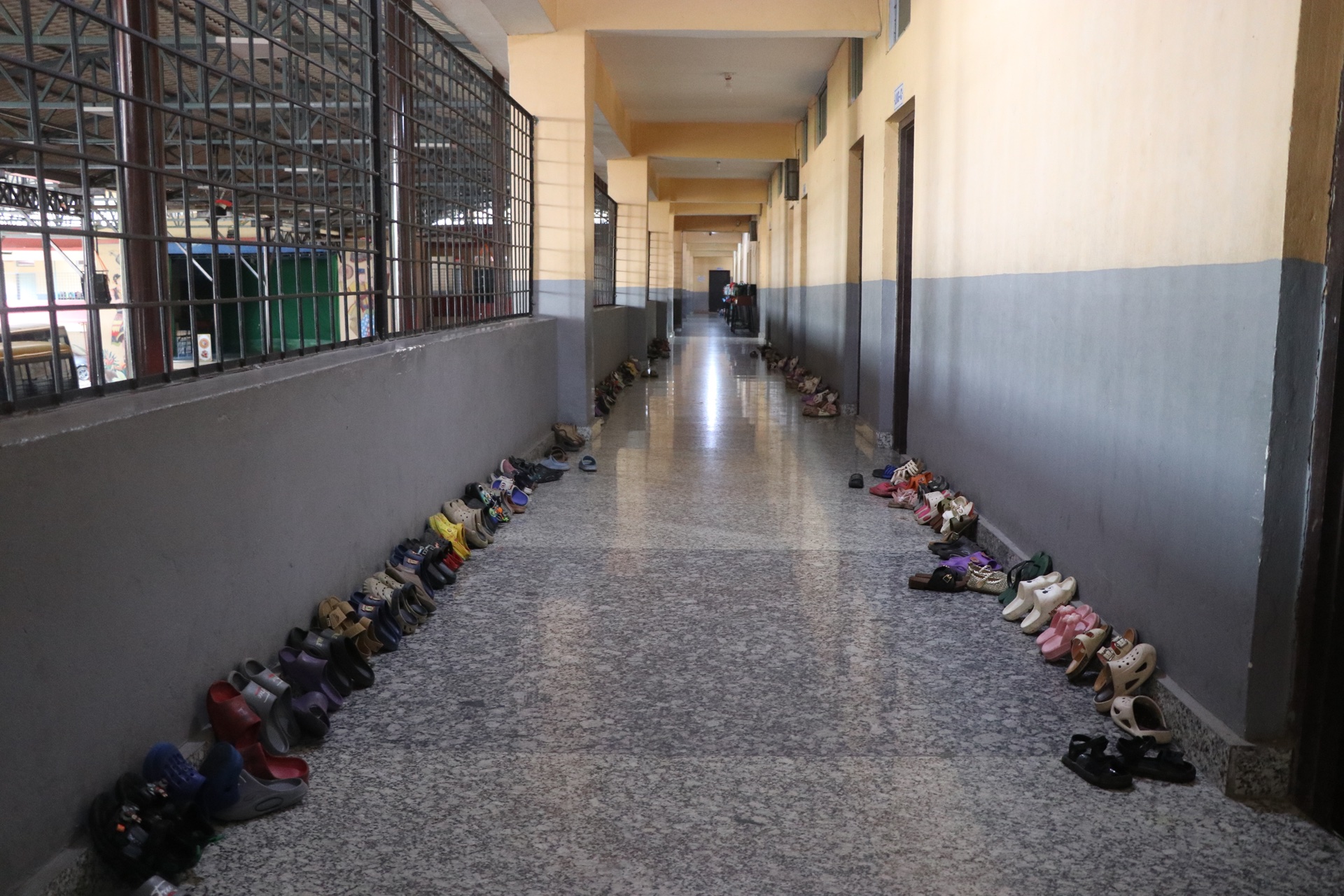 Clean, disciplined corridor outside science and computer labs